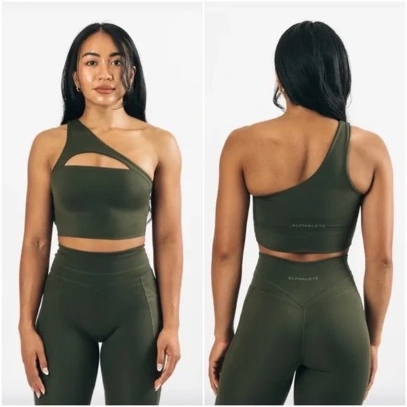 Alphalete Other - Alphalete Alphalux Asymmetrical Sports Bra Jupiter Green One Shoulder Size XS
